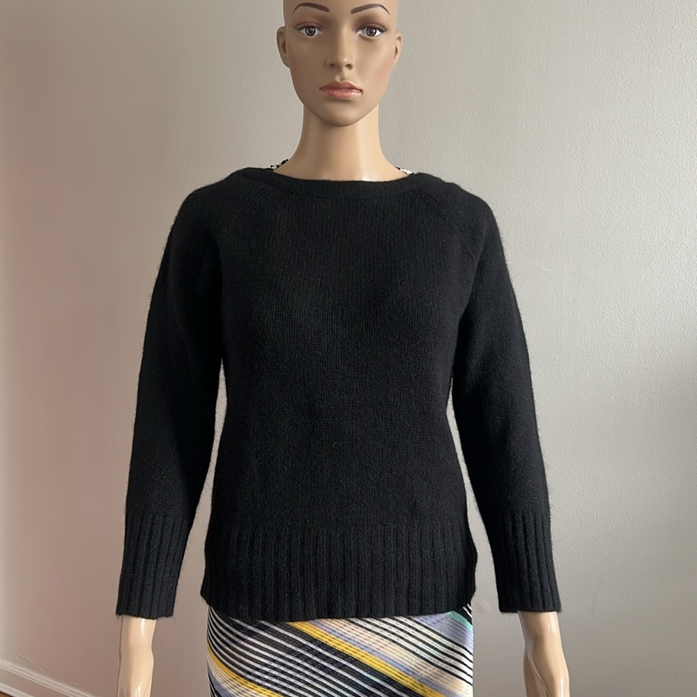 NWT The limited Black Lambswool Angora Rabbit Hair Knit Sweater Size M